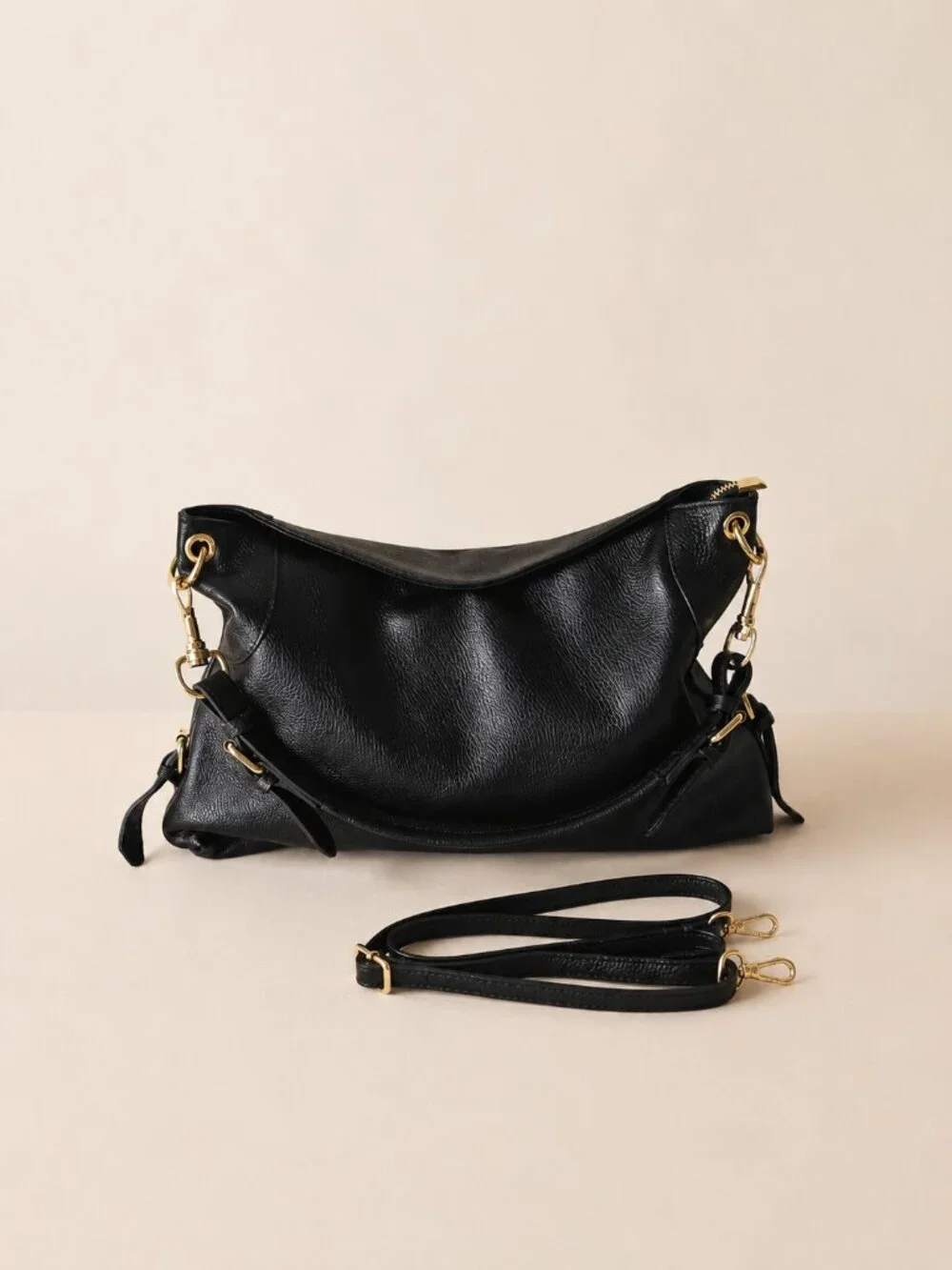 Italian Leather Slouchy Hobo Purse, East West Crossbody Handbag Made in Italy